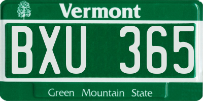 VT license plate BXU365