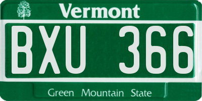 VT license plate BXU366