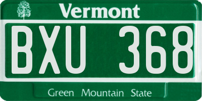 VT license plate BXU368