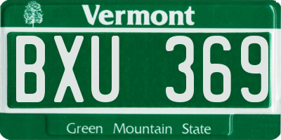 VT license plate BXU369