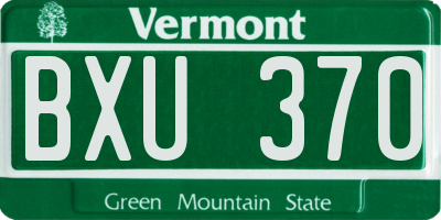 VT license plate BXU370