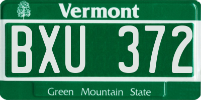 VT license plate BXU372