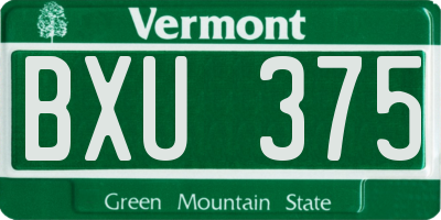 VT license plate BXU375
