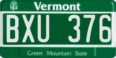 VT license plate BXU376