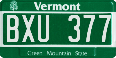 VT license plate BXU377
