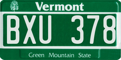 VT license plate BXU378