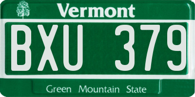 VT license plate BXU379
