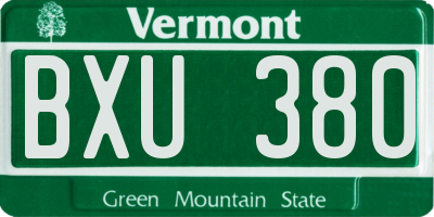 VT license plate BXU380