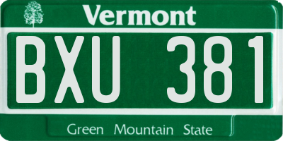 VT license plate BXU381