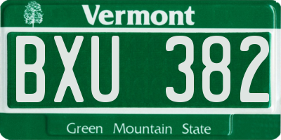 VT license plate BXU382