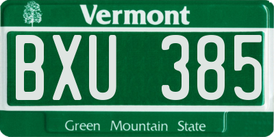VT license plate BXU385
