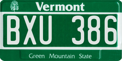 VT license plate BXU386