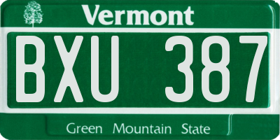 VT license plate BXU387