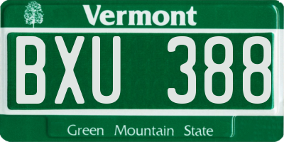 VT license plate BXU388