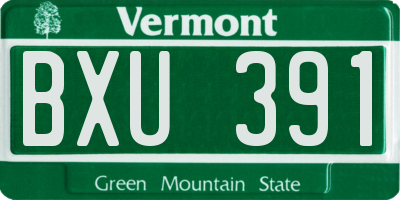 VT license plate BXU391