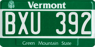 VT license plate BXU392