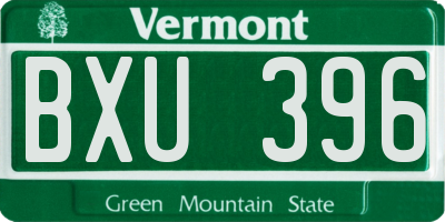 VT license plate BXU396