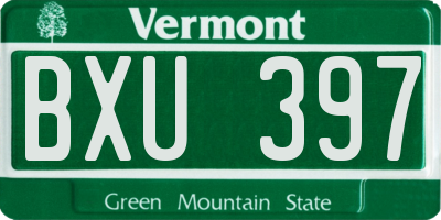 VT license plate BXU397