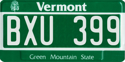 VT license plate BXU399