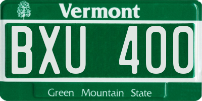 VT license plate BXU400
