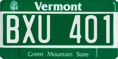 VT license plate BXU401