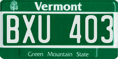 VT license plate BXU403
