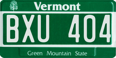 VT license plate BXU404