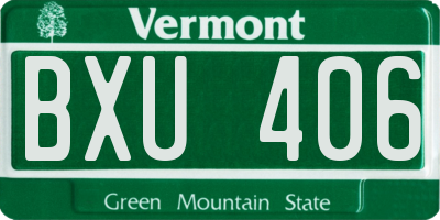 VT license plate BXU406