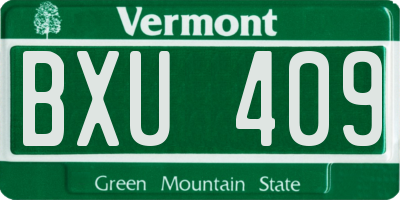 VT license plate BXU409