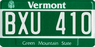 VT license plate BXU410
