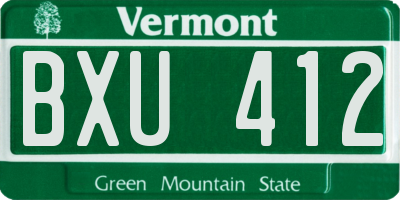 VT license plate BXU412