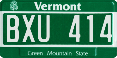 VT license plate BXU414