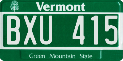 VT license plate BXU415