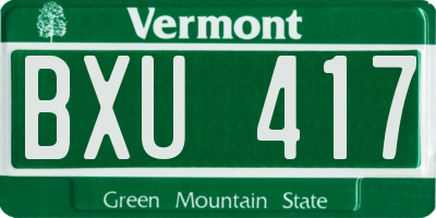 VT license plate BXU417