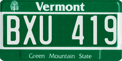 VT license plate BXU419