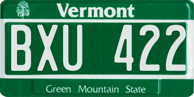 VT license plate BXU422