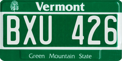 VT license plate BXU426