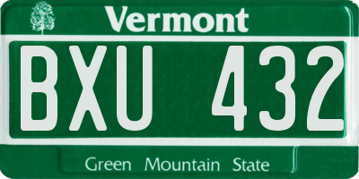 VT license plate BXU432