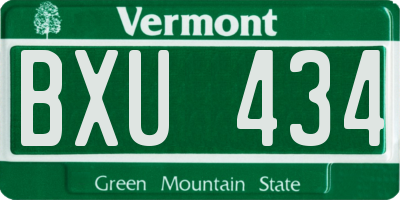 VT license plate BXU434
