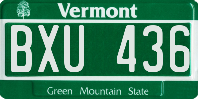 VT license plate BXU436