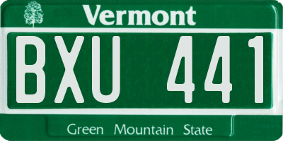 VT license plate BXU441
