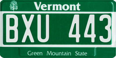 VT license plate BXU443