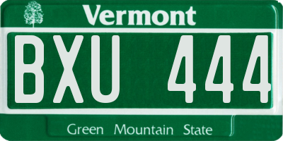 VT license plate BXU444
