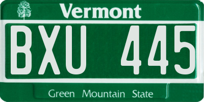 VT license plate BXU445