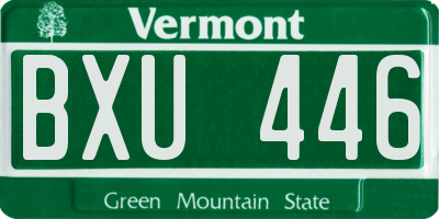 VT license plate BXU446