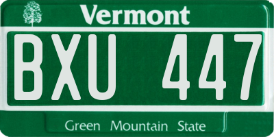 VT license plate BXU447