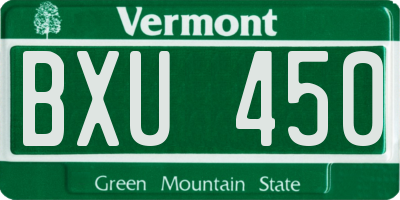 VT license plate BXU450