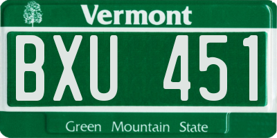 VT license plate BXU451