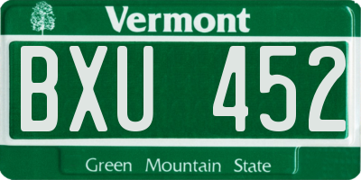 VT license plate BXU452