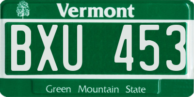 VT license plate BXU453